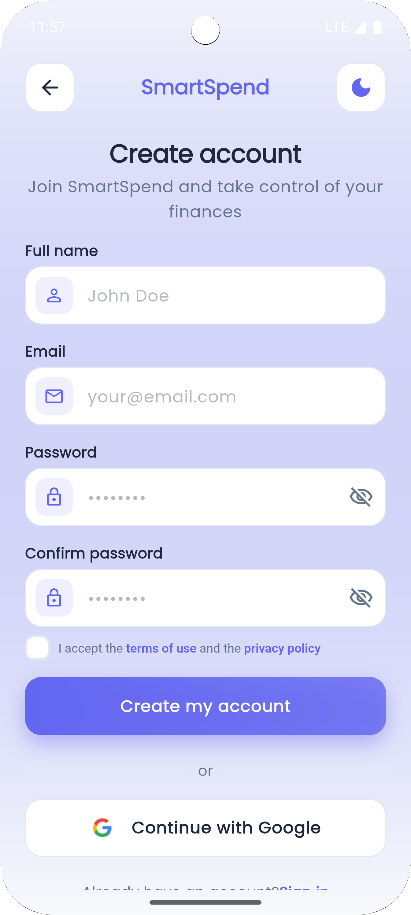SmartSpend - Ajout transaction